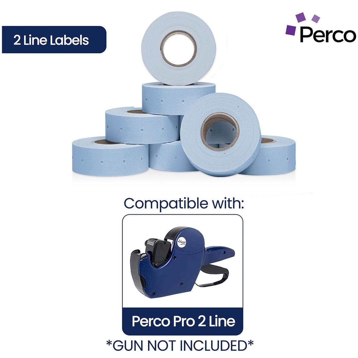 Perco 2 Line Labels - Blank Price and Date Gun Labels for Perco 2 Line Price and Date Guns - Made in USA