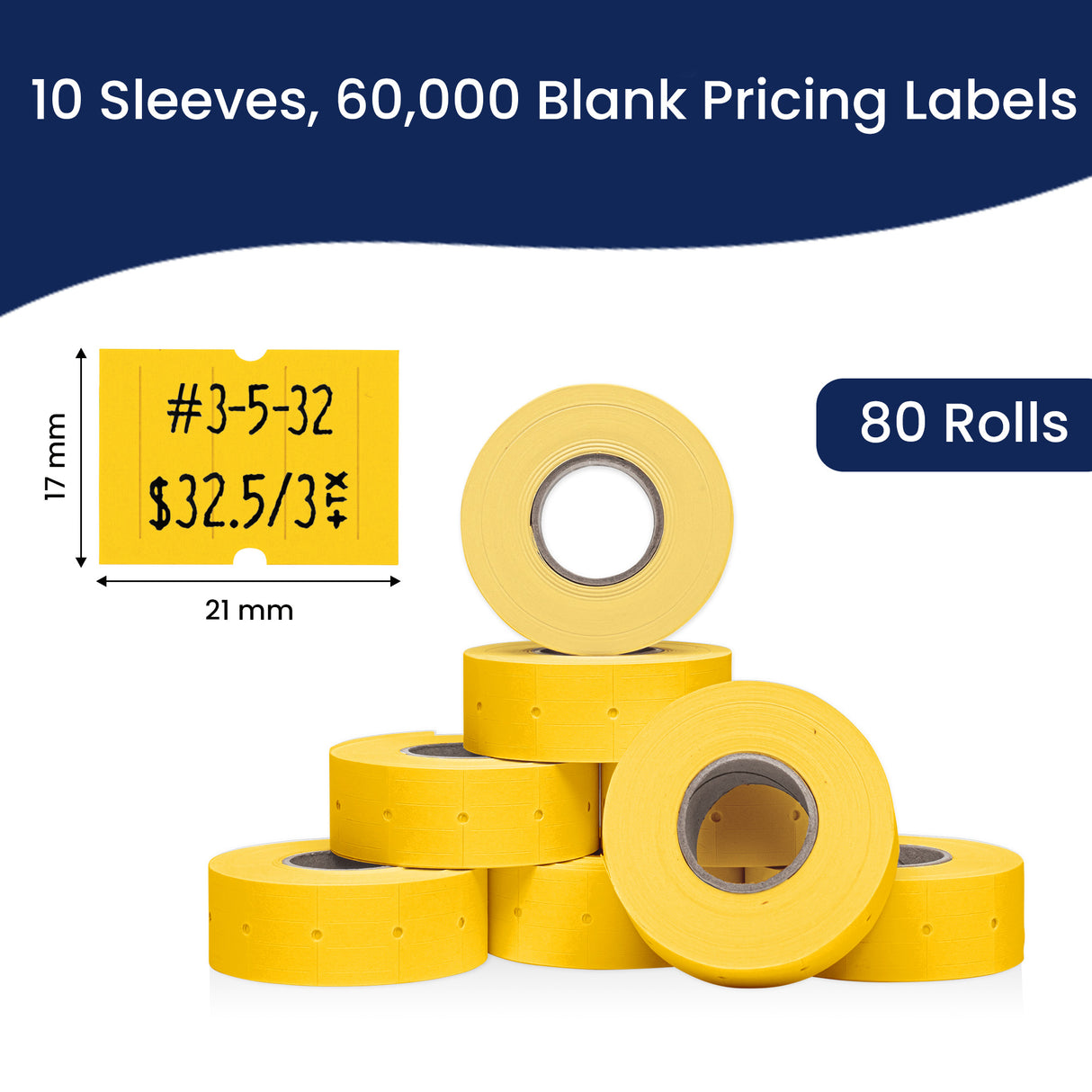Perco 2 Line Labels - Blank Price and Date Gun Labels for Perco 2 Line Price and Date Guns - Made in USA