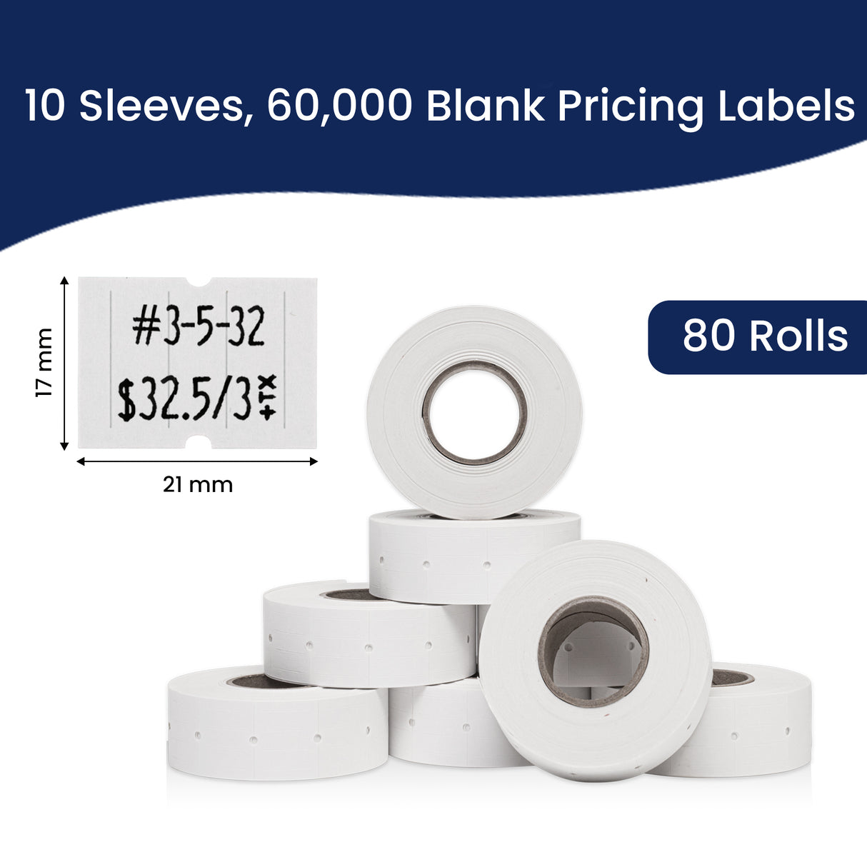 Perco 2 Line Labels - Blank Price and Date Gun Labels for Perco 2 Line Price and Date Guns - Made in USA