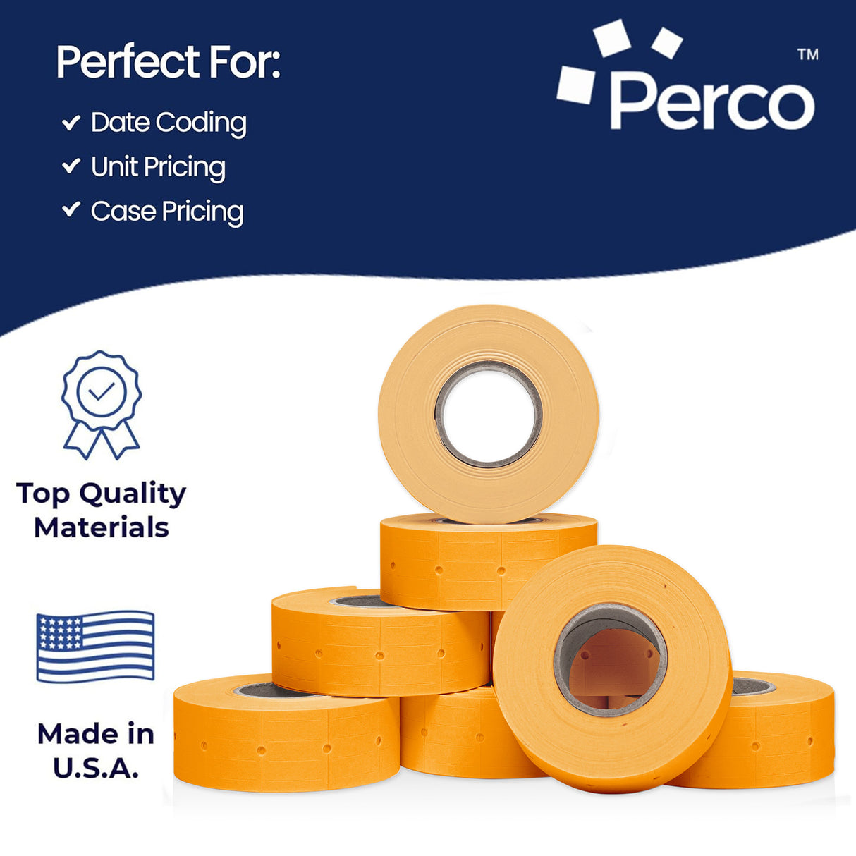 Perco 2 Line Labels - Blank Price and Date Gun Labels for Perco 2 Line Price and Date Guns - Made in USA