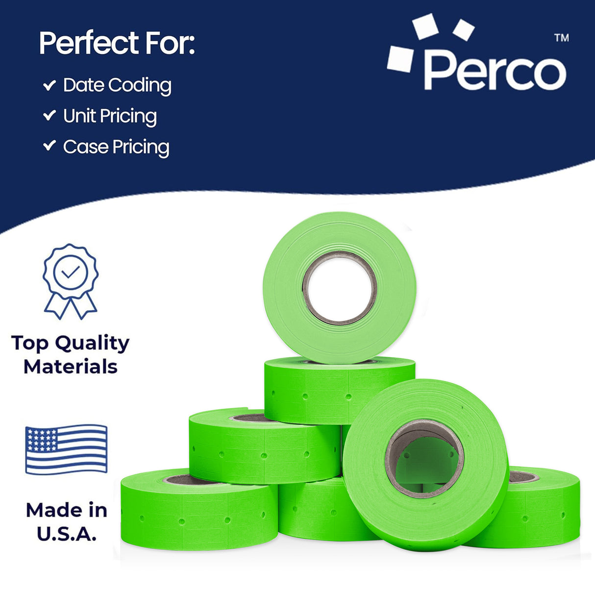 Perco 2 Line Labels - Blank Price and Date Gun Labels for Perco 2 Line Price and Date Guns - Made in USA