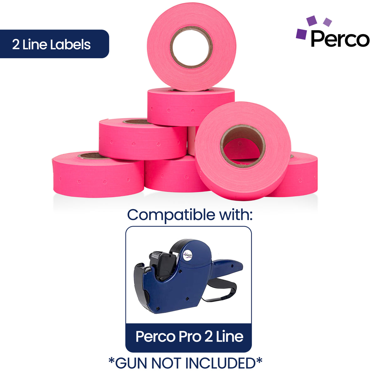 Perco 2 Line Labels - Blank Price and Date Gun Labels for Perco 2 Line Price and Date Guns - Made in USA
