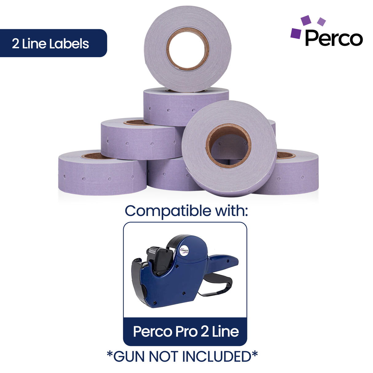 Perco 2 Line Labels - Blank Price and Date Gun Labels for Perco 2 Line Price and Date Guns - Made in USA