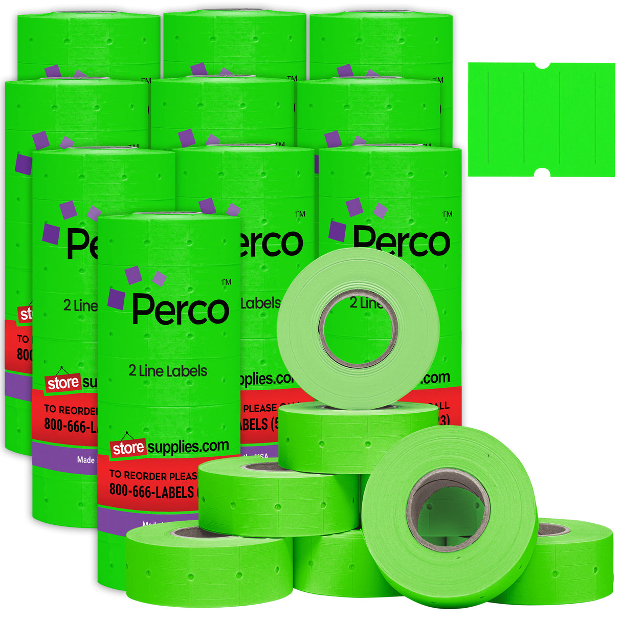 Perco 2 Line Labels - Blank Price and Date Gun Labels for Perco 2 Line Price and Date Guns - Made in USA