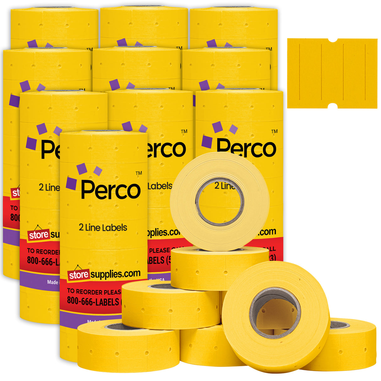 Perco 2 Line Labels - Blank Price and Date Gun Labels for Perco 2 Line Price and Date Guns - Made in USA