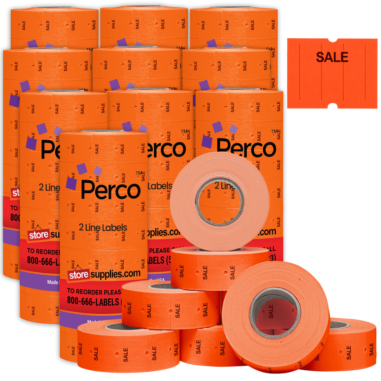 Perco 2 Line Labels - Blank Price and Date Gun Labels for Perco 2 Line Price and Date Guns - Made in USA