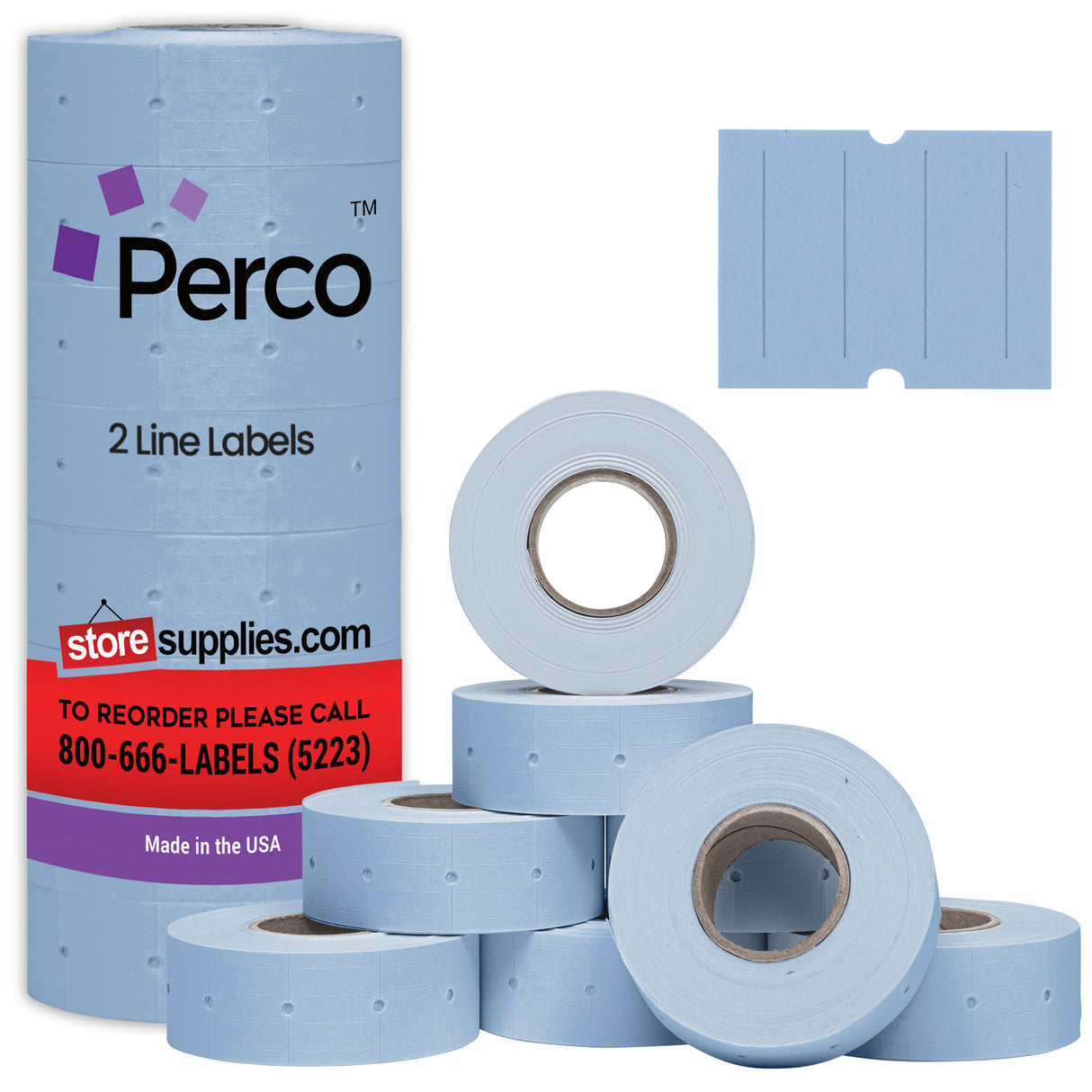 Perco 2 Line Labels - Blank Price and Date Gun Labels for Perco 2 Line Price and Date Guns - Made in USA