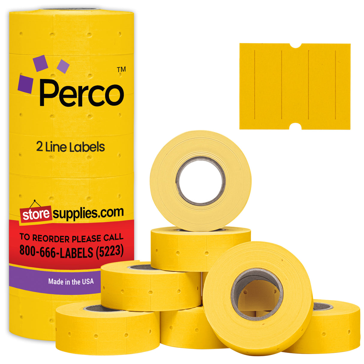 Perco 2 Line Labels - Blank Price and Date Gun Labels for Perco 2 Line Price and Date Guns - Made in USA