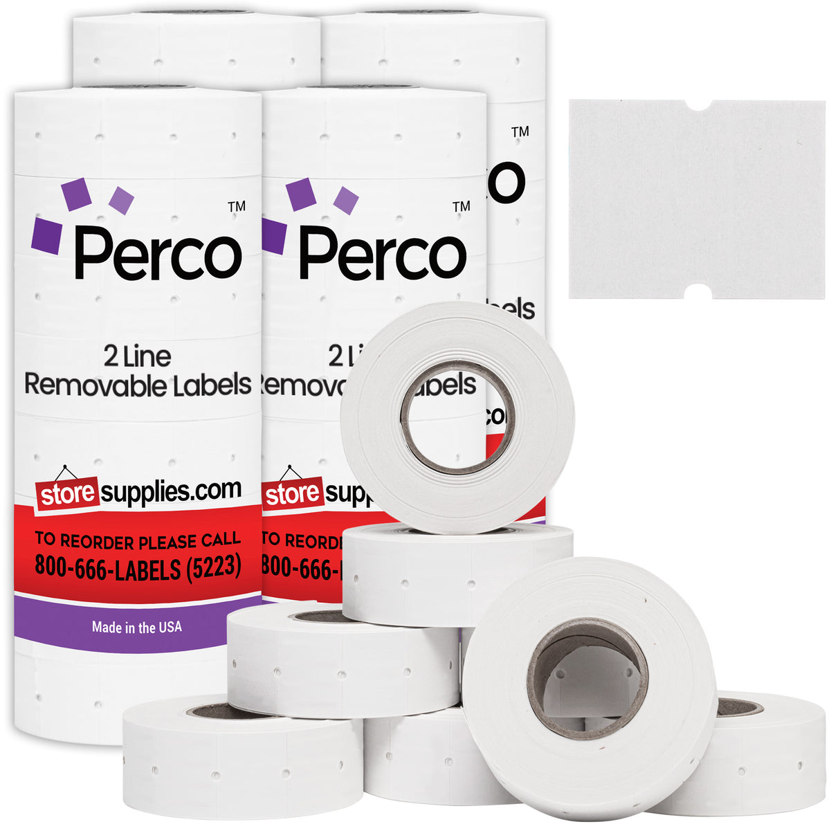 Perco 2 Line Labels - Blank Price and Date Gun Labels for Perco 2 Line Price and Date Guns - Made in USA
