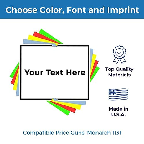 Custom Labels for Monarch 1131 Adhesives Labels - Choose Color, Font and Imprint - Case of 8 Sleeves - Store Supplies
