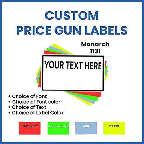 Custom Labels for Monarch 1131 Adhesives Labels - Choose Color, Font and Imprint - Case of 8 Sleeves - Store Supplies