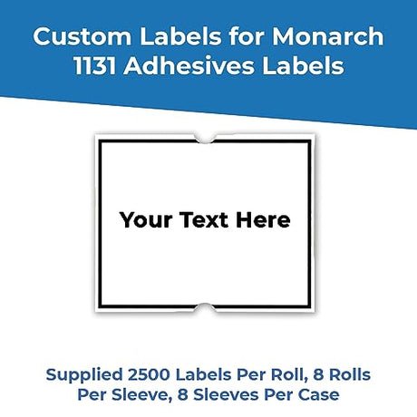 Custom Labels for Monarch 1131 Adhesives Labels - Choose Color, Font and Imprint - Case of 8 Sleeves - Store Supplies