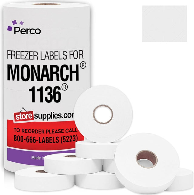 Freezer Adhesives White Labels for Monarch 1136 Price Gun - Store Supplies