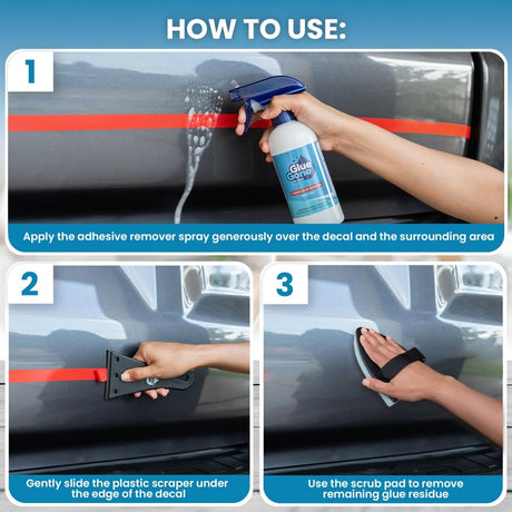 Glue Gone Advanced Cleaning Kit - Includes 10 - oz Glue Remover, Scouring Pad, 3 - in Scraper with 3 Replacement Blades - Complete Set for Cleaning. - Store Supplies