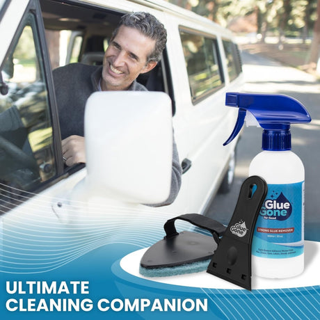 Glue Gone Advanced Cleaning Kit - Includes 10 - oz Glue Remover, Scouring Pad, 3 - in Scraper with 3 Replacement Blades - Complete Set for Cleaning. - Store Supplies