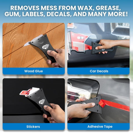 Glue Gone Advanced Cleaning Kit - Includes 10 - oz Glue Remover, Scouring Pad, 3 - in Scraper with 3 Replacement Blades - Complete Set for Cleaning. - Store Supplies