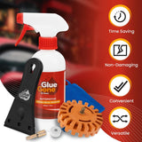 Glue Gone Decal Remover Kit - Includes 10 - oz Adhesive Remover, Microfiber Cloth, Eraser Wheel, 3 - inch Scraper with 3 Blades - Store Supplies