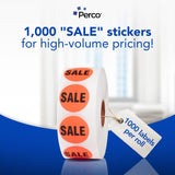 Perco 1 - Inch Fluorescent Red Promotional Sale Circle Sticker Labels - Sale