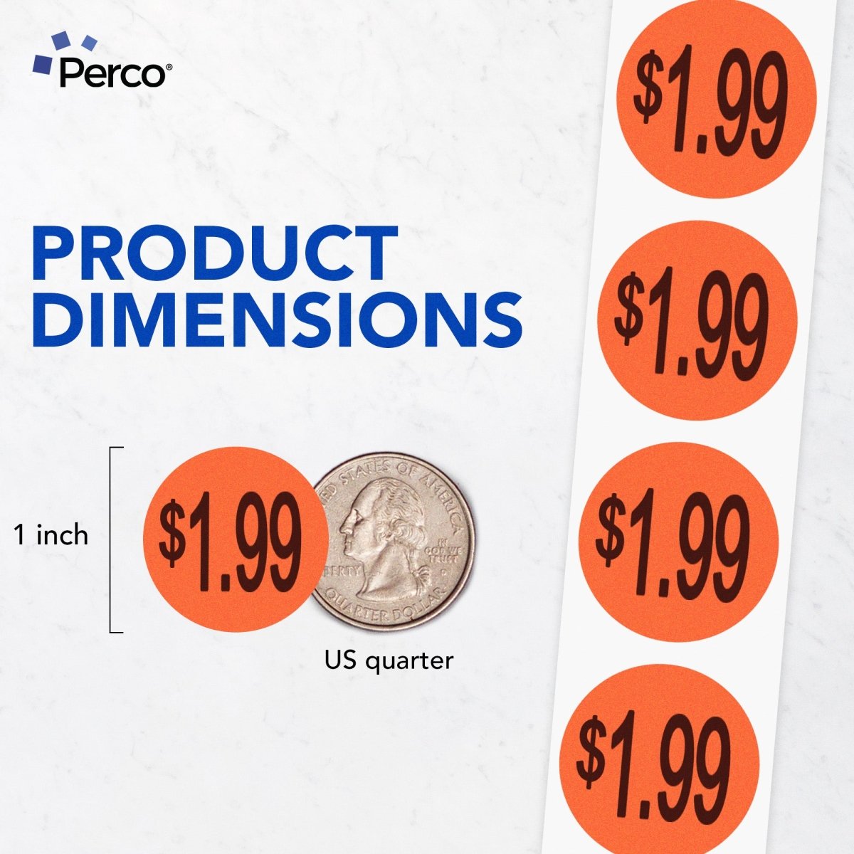 Perco 1 - Inch Fluorescent Red Promotional Sale Circle Sticker Labels - $1.99