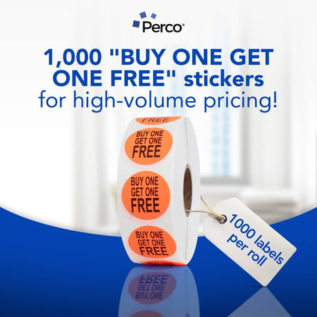 Perco 1 - Inch Fluorescent Red Promotional Sale Circle Sticker Labels - Buy 1 Get 1 Free