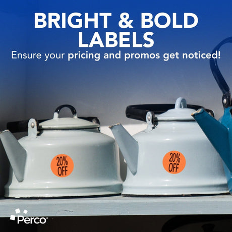 Perco 1 - Inch Fluorescent Red Promotional Sale Circle Sticker Labels - 20% Off