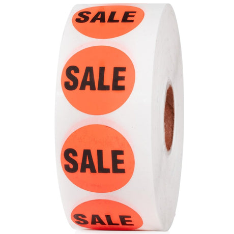 Perco 1 - Inch Fluorescent Red Promotional Sale Circle Sticker Labels - Sale