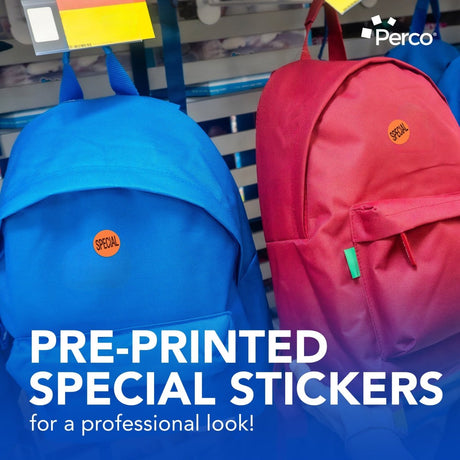 Perco 1 - Inch Fluorescent Red Promotional Sale Circle Sticker Labels - Special