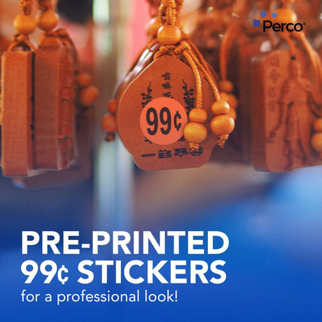 Perco 1 - Inch Fluorescent Red Promotional Sale Circle Sticker Labels - 99¢