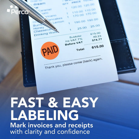 Perco 1 - Inch Fluorescent Red Promotional Sale Circle Sticker Labels - Paid