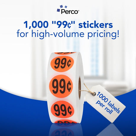 Perco 1 - Inch Fluorescent Red Promotional Sale Circle Sticker Labels - 99¢