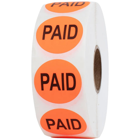 Perco 1 - Inch Fluorescent Red Promotional Sale Circle Sticker Labels - Paid