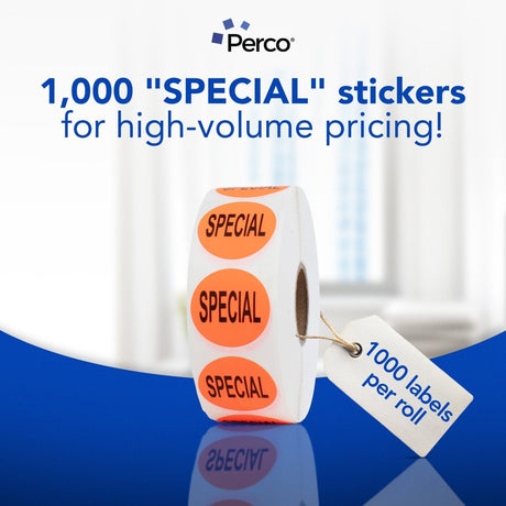 Perco 1 - Inch Fluorescent Red Promotional Sale Circle Sticker Labels - Special