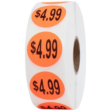 Perco 1 - Inch Fluorescent Red Promotional Sale Circle Sticker Labels - $4.99
