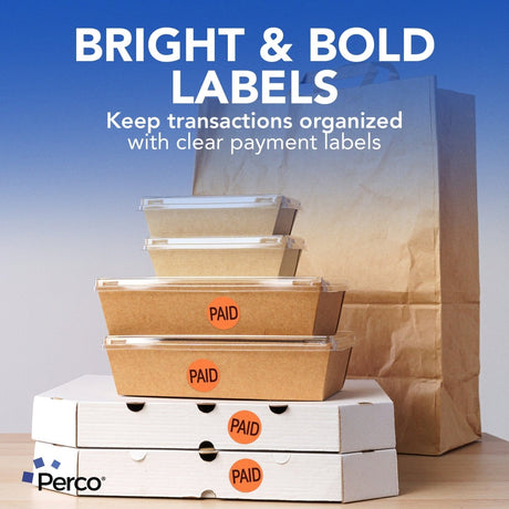 Perco 1 - Inch Fluorescent Red Promotional Sale Circle Sticker Labels - Paid