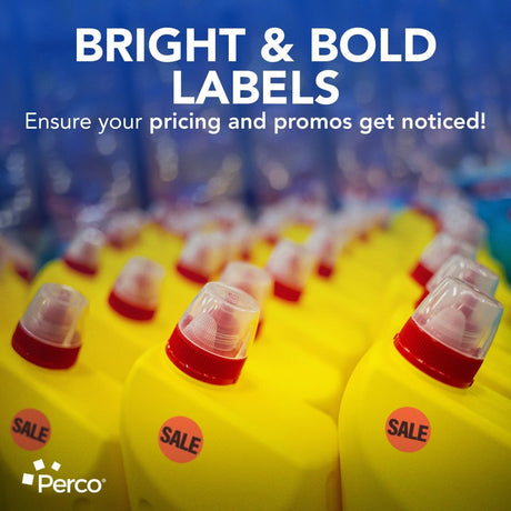 Perco 1 - Inch Fluorescent Red Promotional Sale Circle Sticker Labels - Sale