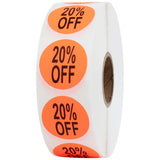 Perco 1 - Inch Fluorescent Red Promotional Sale Circle Sticker Labels - 20% Off