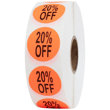 Perco 1 - Inch Fluorescent Red Promotional Sale Circle Sticker Labels - 20% Off