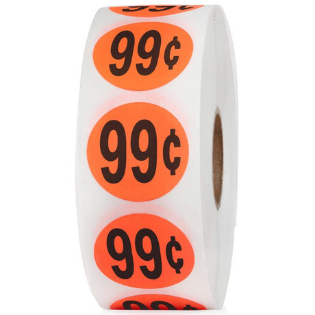 Perco 1 - Inch Fluorescent Red Promotional Sale Circle Sticker Labels - 99¢