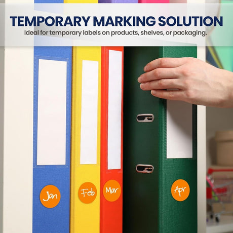 Perco 1 inch Removable Round Sticker Labels - Orange