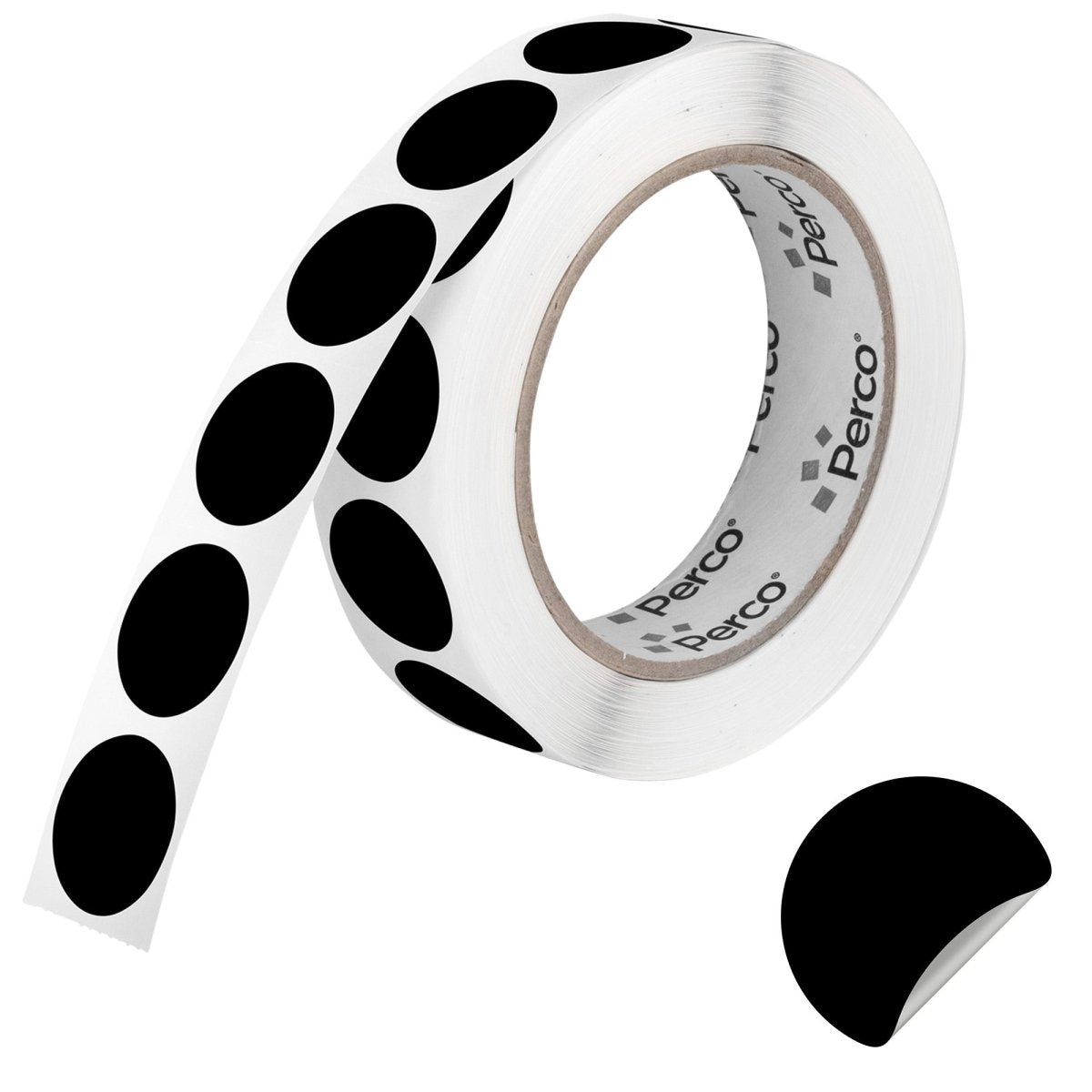 Perco 1 inch Removable Round Sticker Labels - Black / 1 Roll / 1000 Labels Total