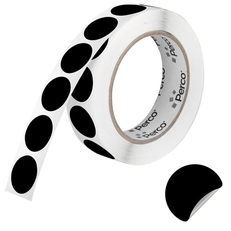Perco 1 inch Removable Round Sticker Labels - Black / 1 Roll / 1000 Labels Total