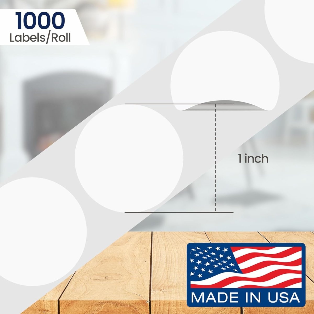 Perco 1 inch Removable Round Sticker Labels - White