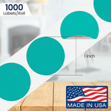 Perco 1 inch Removable Round Sticker Labels - Teal