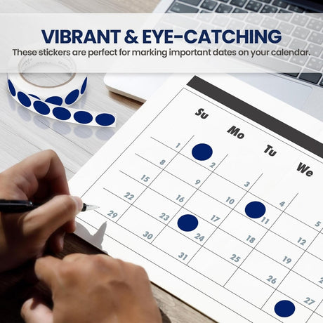 Perco 1 inch Removable Round Sticker Labels - Dark Blue