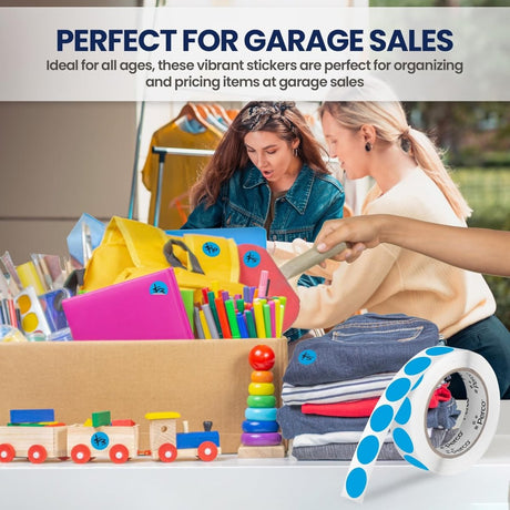 Perco 1 inch Removable Round Sticker Labels - Light Blue