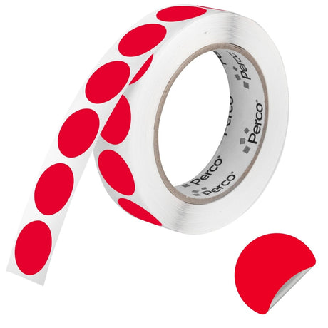 Perco 1 inch Removable Round Sticker Labels - Red / 1 Roll / 1000 Labels Total