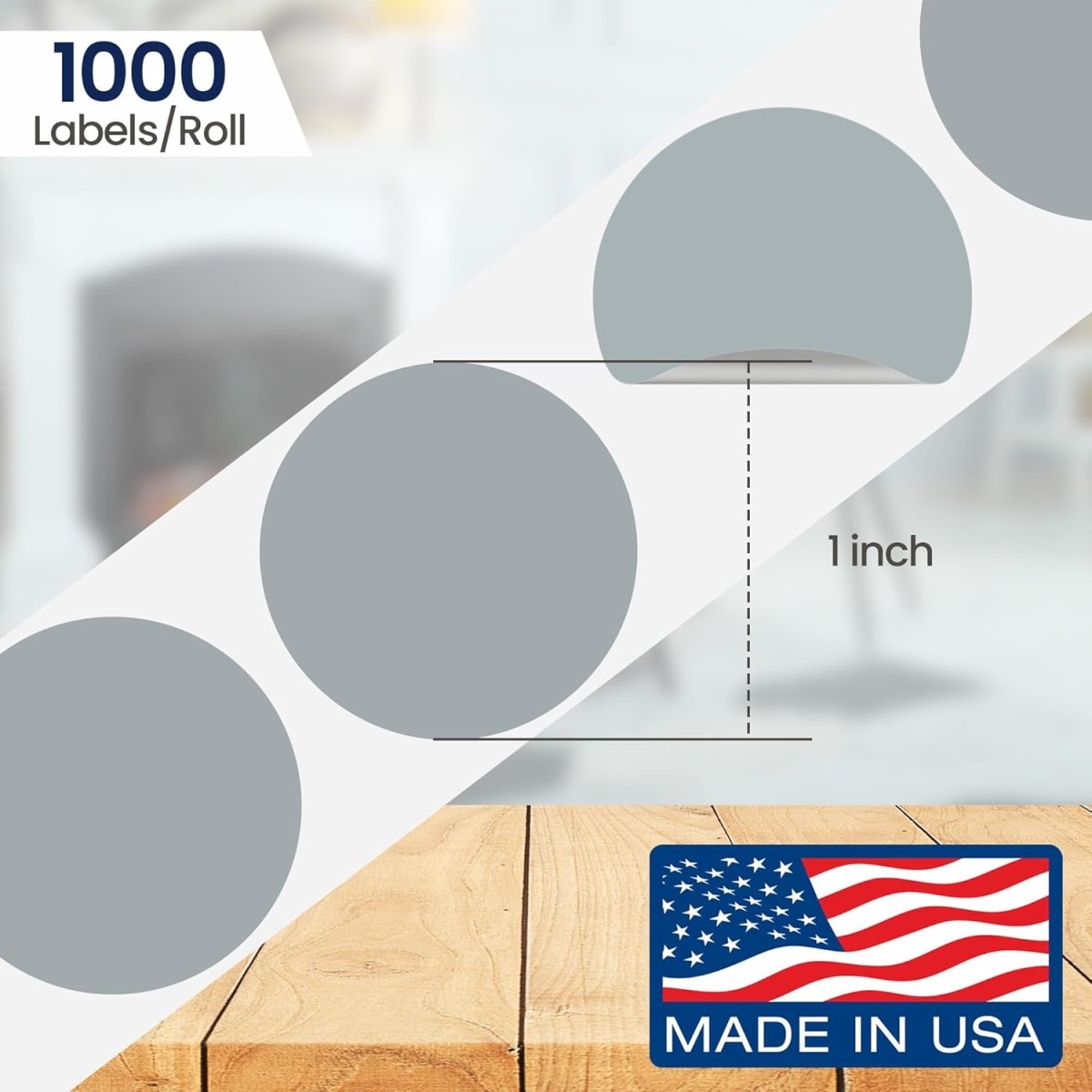 Perco 1 inch Removable Round Sticker Labels - Grey