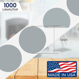 Perco 1 inch Removable Round Sticker Labels - Grey