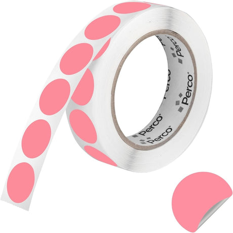 Perco 1 inch Removable Round Sticker Labels - Pink