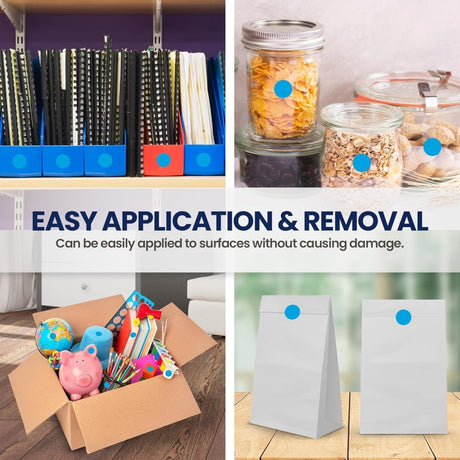 Perco 1 inch Removable Round Sticker Labels - Light Blue